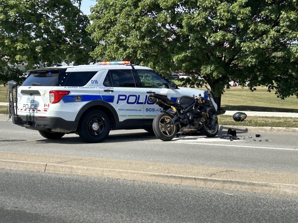Motorcyclist Injured in Dramatic Brampton Crash Involving Police Cruiser